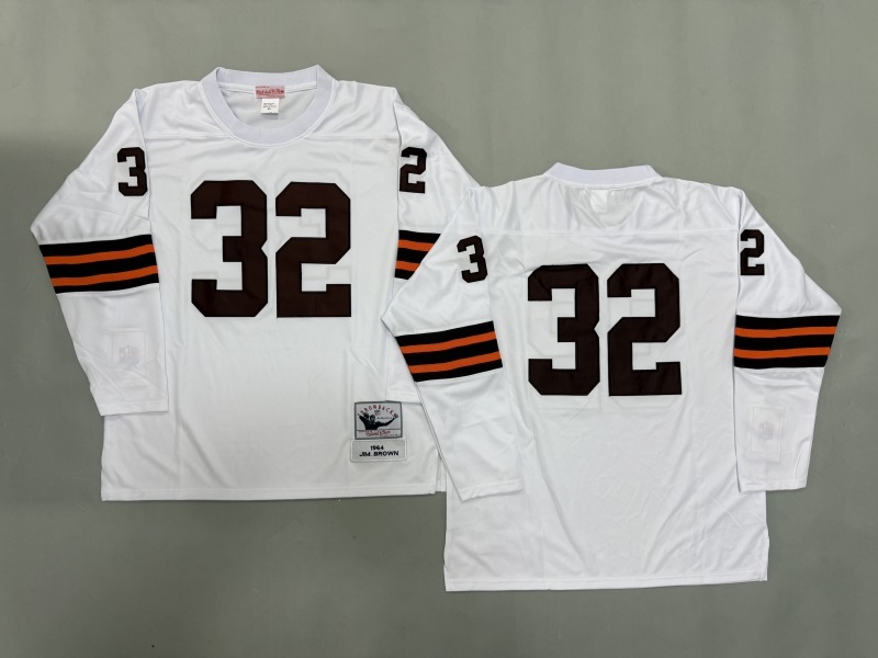 Men 2025 Cleveland Browns #32 Brown white Throwback Limited NFL Jersey style 002